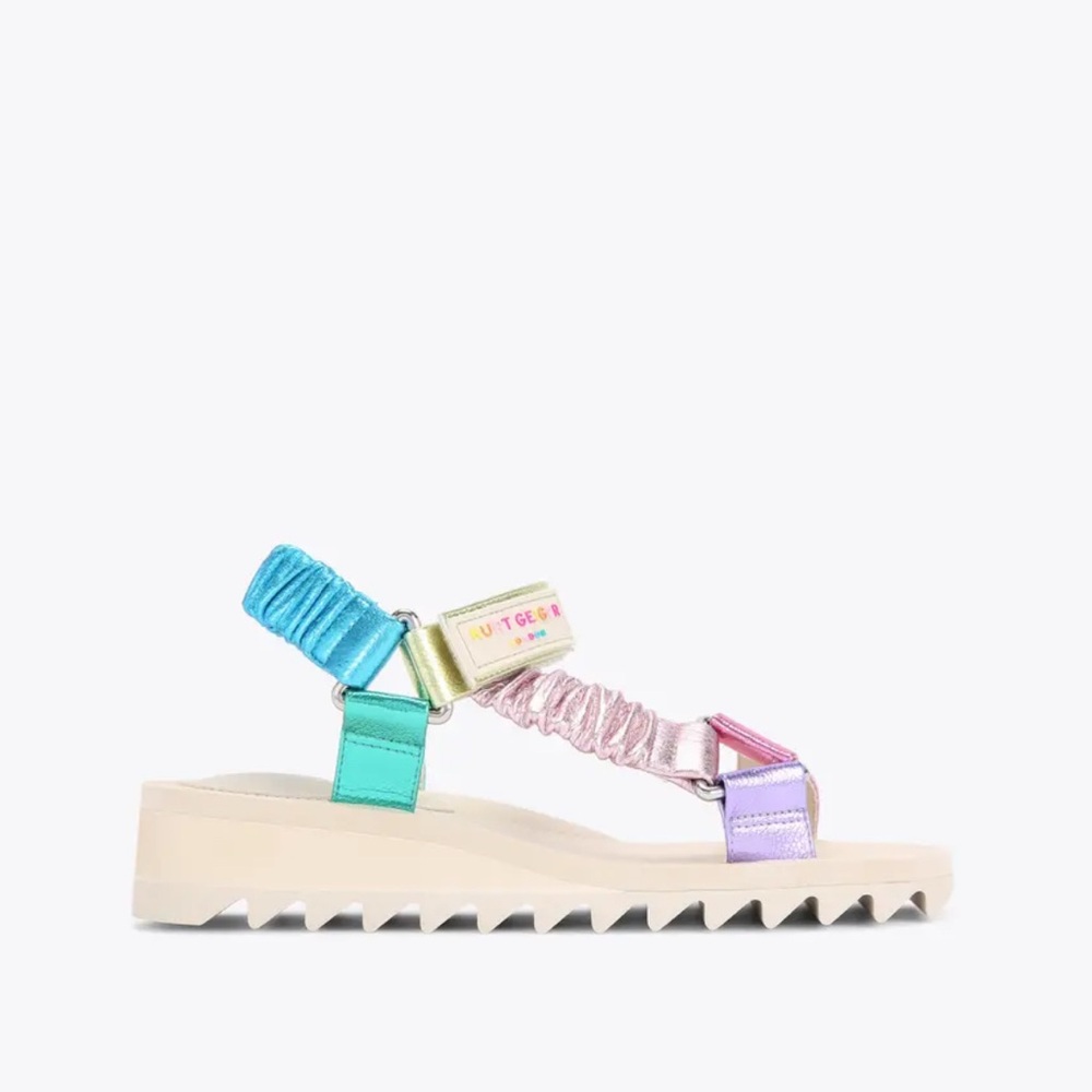 Kurt Geiger Pink and Blue Metallic Sandals - Picture 6 of 7